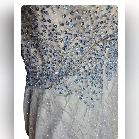 GLS Gloria GL2638 Sleeveless Glitter Dress with Beaded Embellishments Blue gown - Picture 16 of 17